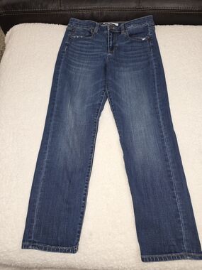 Liverpool Women's Straight-Leg Jeans in Dark Blue Wash Size 8